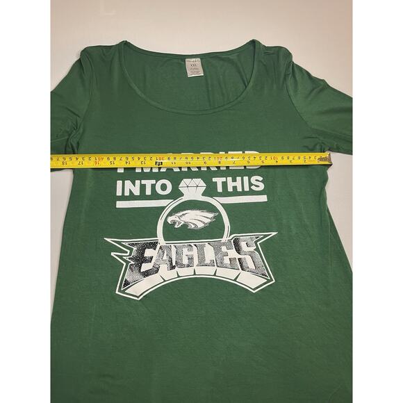Eagles Fan Wife Women's Decal Long Sleeve Shirt Sz 2XL Modal Blend Kelly Green - Picture 4 of 6